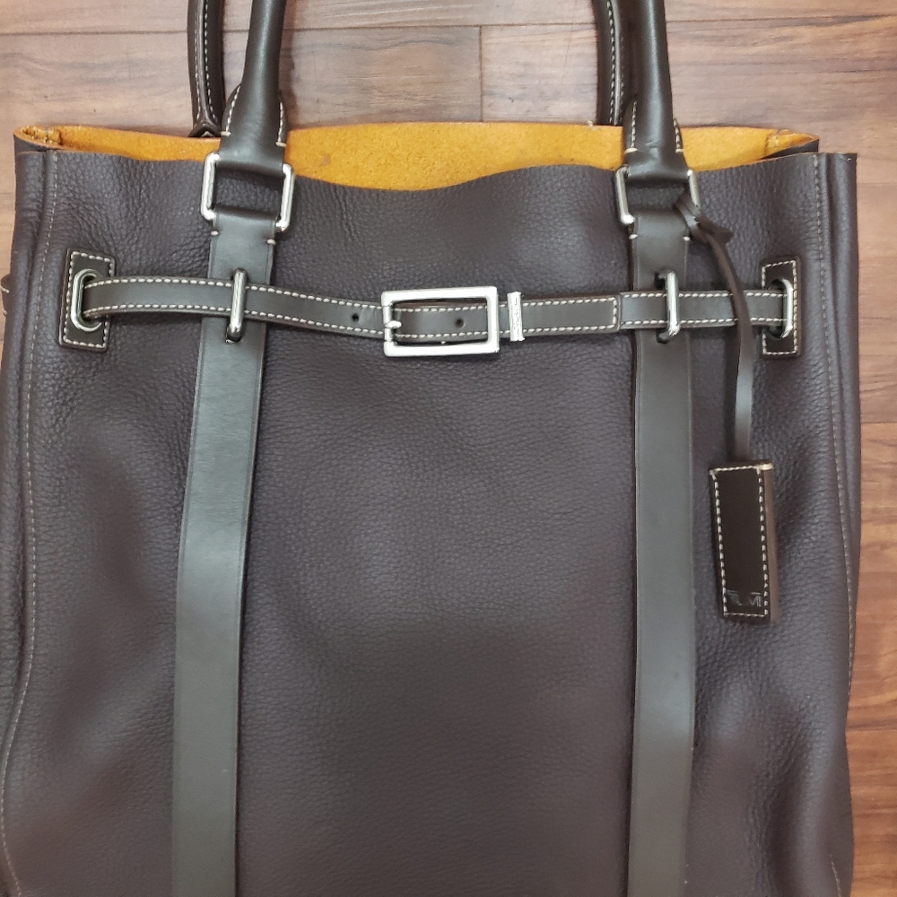 NEW TUMI Chatham Brown Leather travel Bag business Tote weekender bag - Picture 2 of 13